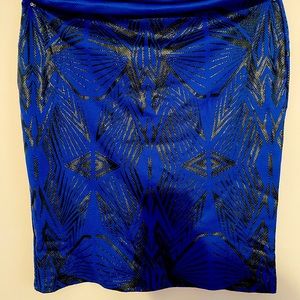 Blue and black printed skirt
